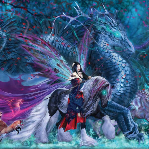 Ride of the Yokai Fairy and Dragon by Ruth Thompson Laptop Skins