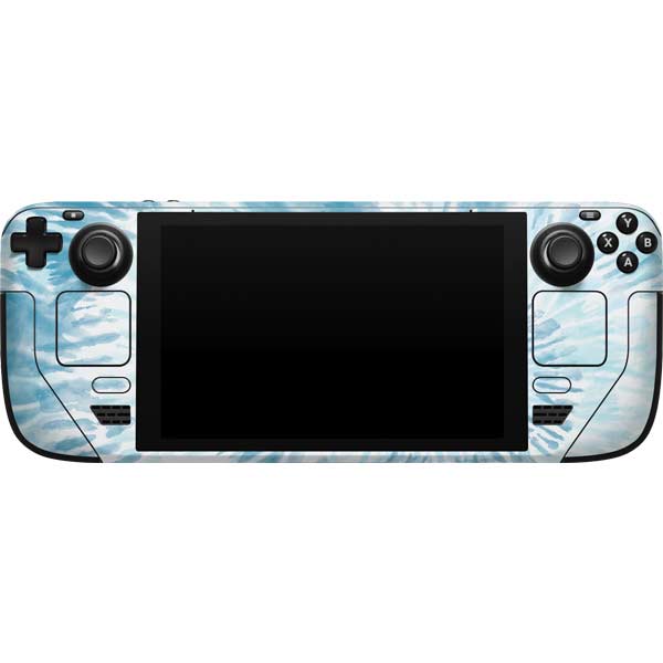 Blue and White Tie Dye Steam Deck Handheld Gaming Computer Skin