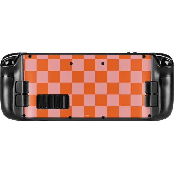 Orange Checkered Steam Deck Handheld Gaming Computer Skin