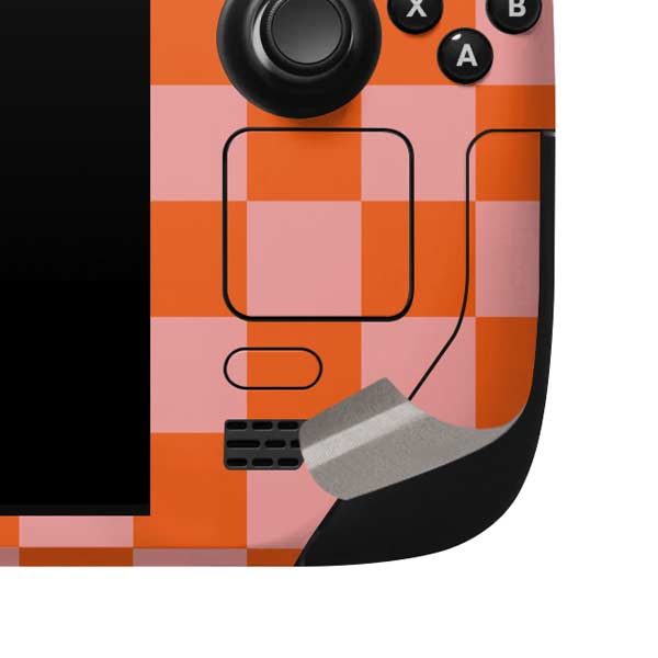 Orange Checkered Steam Deck Handheld Gaming Computer Skin