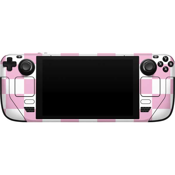 Pink and White Checkerboard Steam Deck Handheld Gaming Computer Skin
