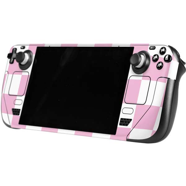 Pink and White Checkerboard Steam Deck Handheld Gaming Computer Skin