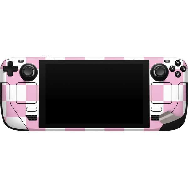 Pink and White Checkerboard Steam Deck Handheld Gaming Computer Skin