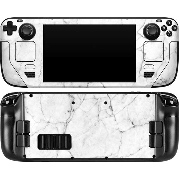 White Marble Steam Deck Handheld Gaming Computer Skin