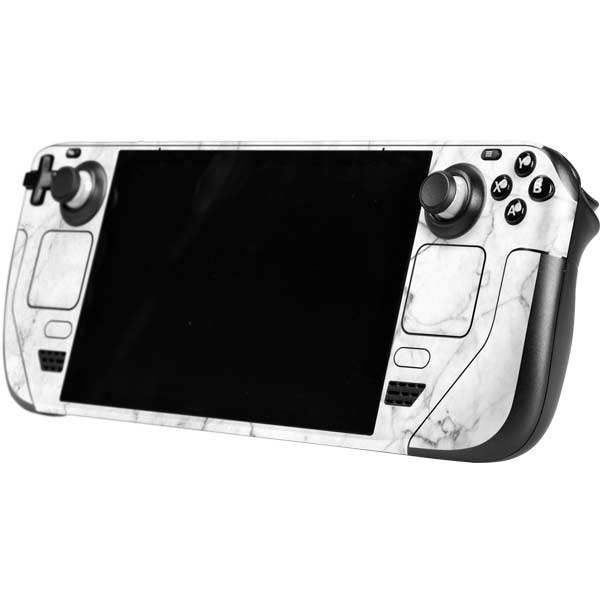 White Marble Steam Deck Handheld Gaming Computer Skin