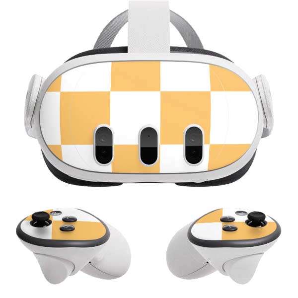 Yellow and White Checkerboard Meta Quest 3  Skin