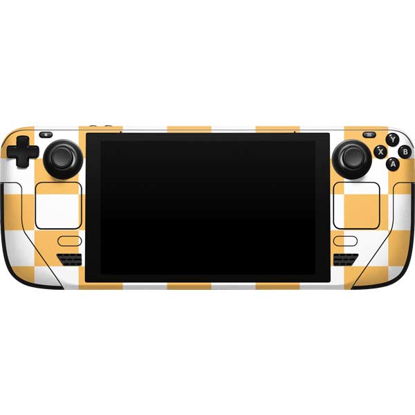 Yellow and White Checkerboard Steam Deck Handheld Gaming Computer Skin