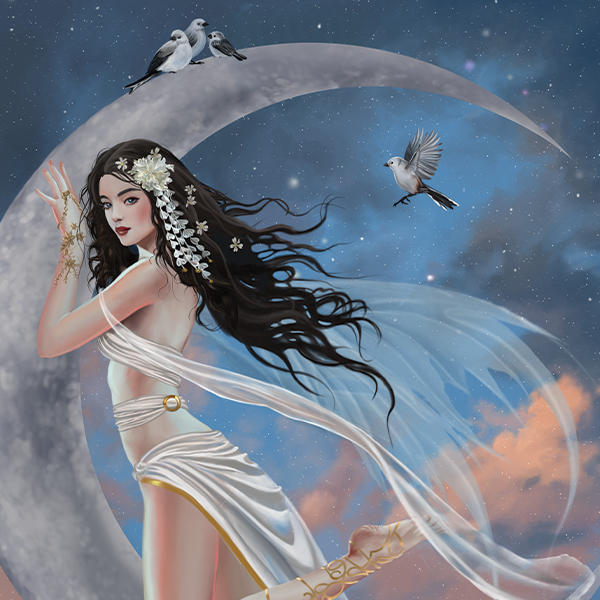 Fairy on Moon with Birds by Nene Thomas Xbox Series X Skins