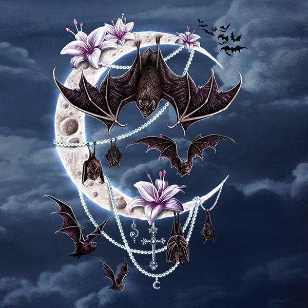 Gothic Moon with Bats and Flowers by Sarah Richter MacBook Cases
