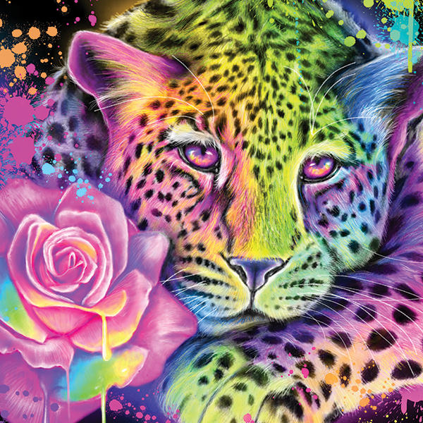 Neon Rainbow Cheetah with Rose by Sheena Pike Xbox Series X Skins