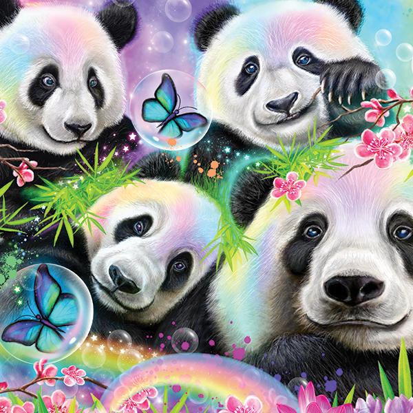 Rainbow Pandas with Butterflies by Sheena Pike MacBook Cases