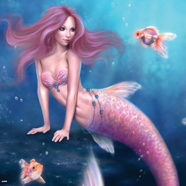 Aurelia Mermaid with Fish by Rachel Anderson Laptop Skins