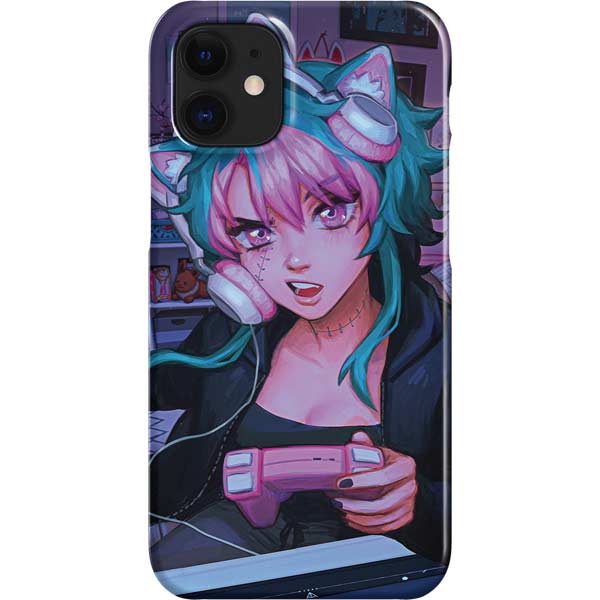 Anime Catgirl Gamer Nerd by Ivy Dolamore iPhone Cases