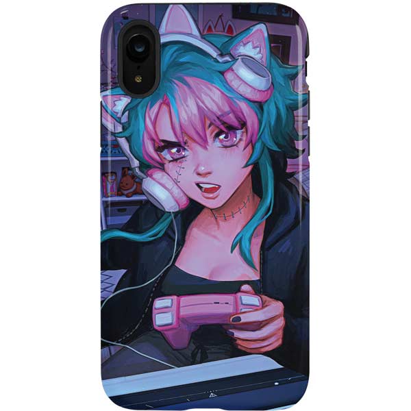 Anime Catgirl Gamer Nerd by Ivy Dolamore iPhone Cases