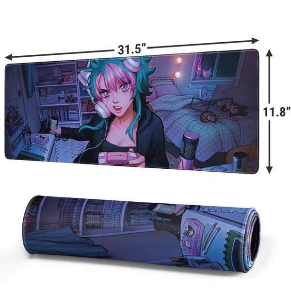 Anime Catgirl Gamer Nerd by Ivy Dolamore Mousepad