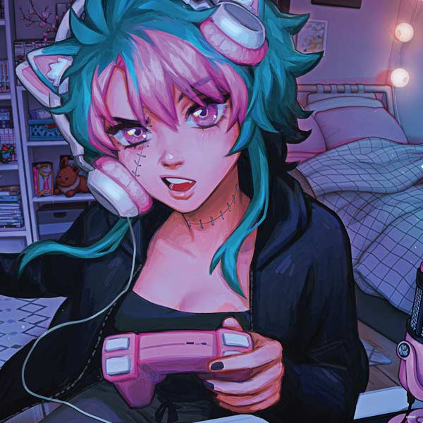 Anime Catgirl Gamer Nerd by Ivy Dolamore PlayStation PS4 Skins