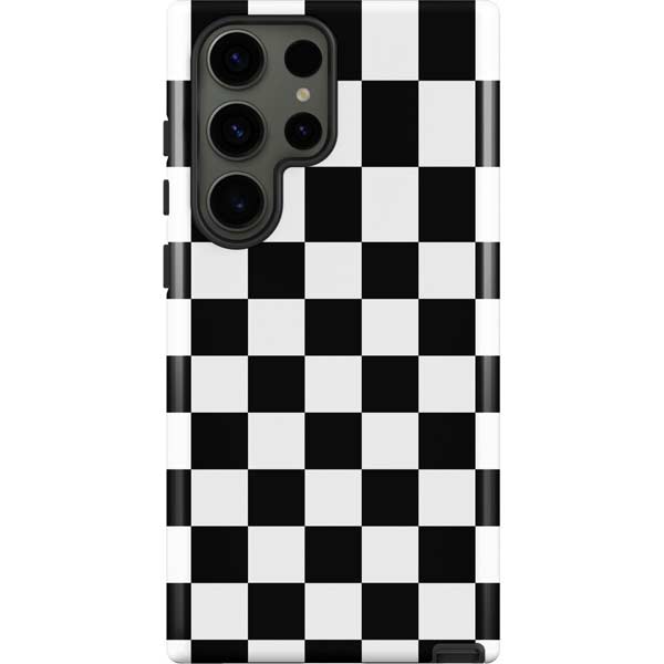 Black and White Checkered Galaxy Cases