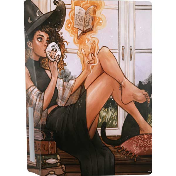 Cozy Autumn Library Witch with Cat and Coffee by Ivy Dolamore PlayStation PS5 Skins