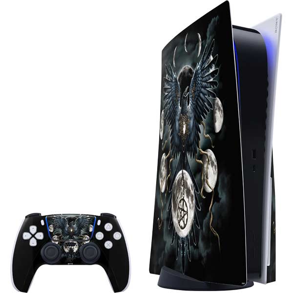 Crow and Moon Phases by Sarah Richter PlayStation PS5 Skins