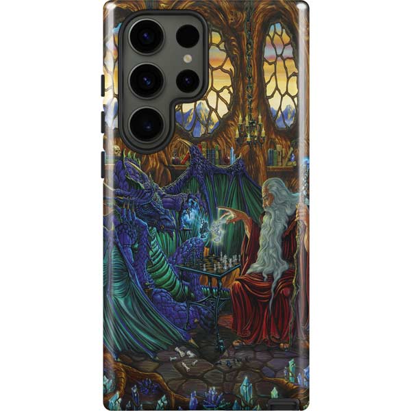 Dragon and Wizard Playing Chess by Ed Beard Jr Galaxy Cases