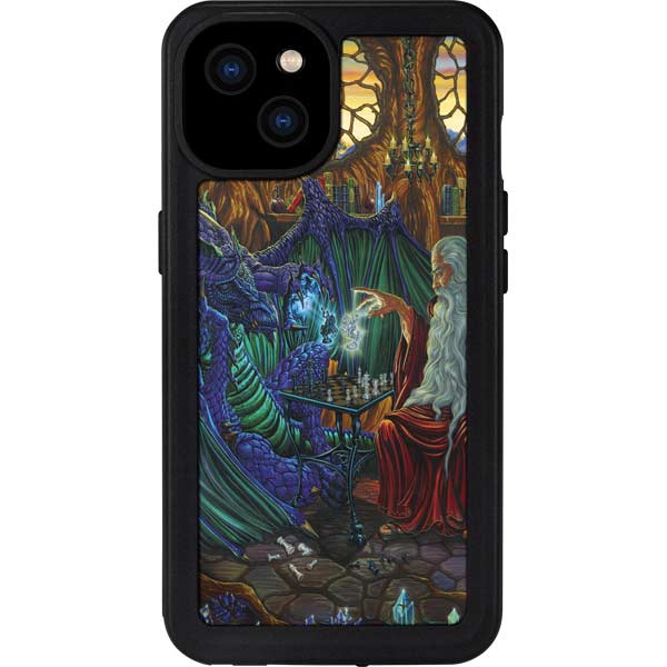 Dragon and Wizard Playing Chess by Ed Beard Jr iPhone Cases