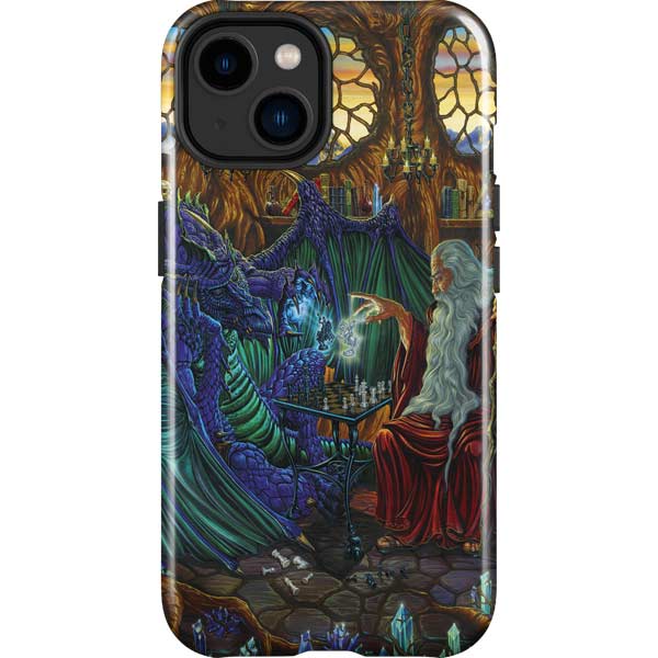 Dragon and Wizard Playing Chess by Ed Beard Jr iPhone Cases