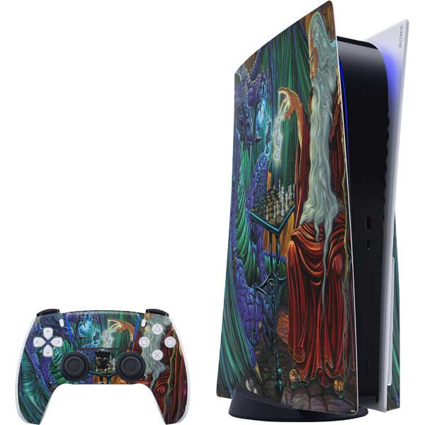 Dragon and Wizard Playing Chess by Ed Beard Jr PlayStation PS5 Skins