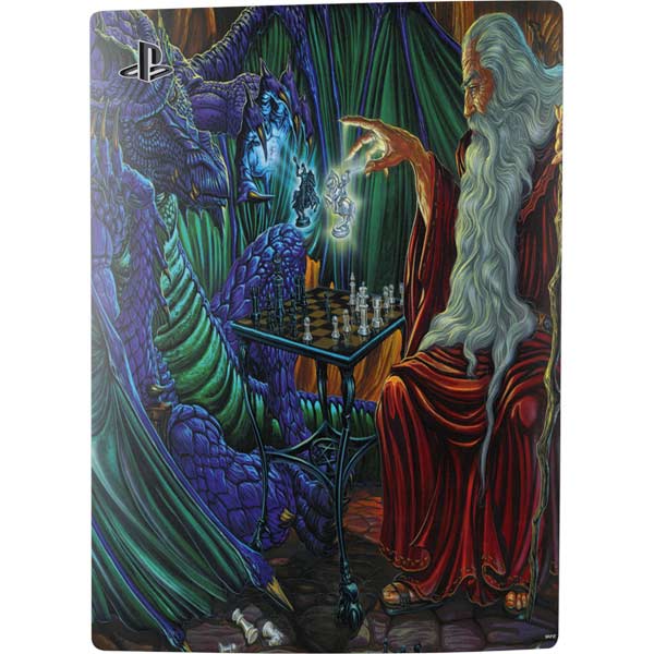 Dragon and Wizard Playing Chess by Ed Beard Jr PlayStation PS5 Skins