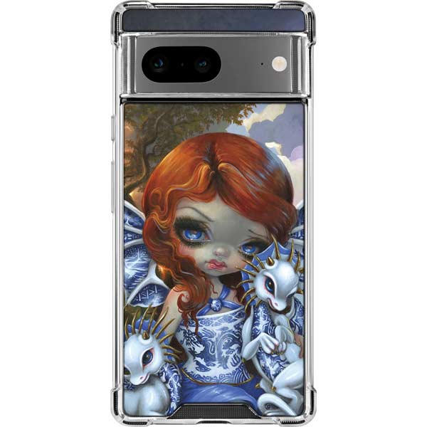 Fairy and Dragons with White and Blue Porcelain Wings by Jasmine Becket-Griffith Pixel Cases