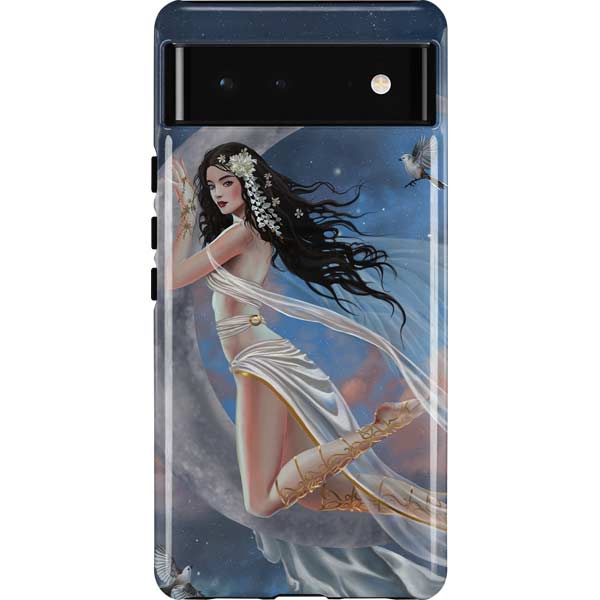 Fairy on Moon with Birds by Nene Thomas Pixel Cases
