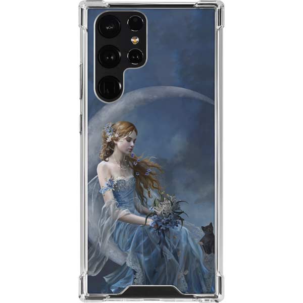 Fairy with Black Cat Sitting on Moon by Nene Thomas Galaxy Cases