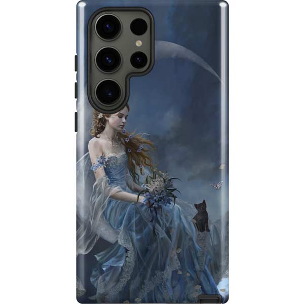 Fairy with Black Cat Sitting on Moon by Nene Thomas Galaxy Cases