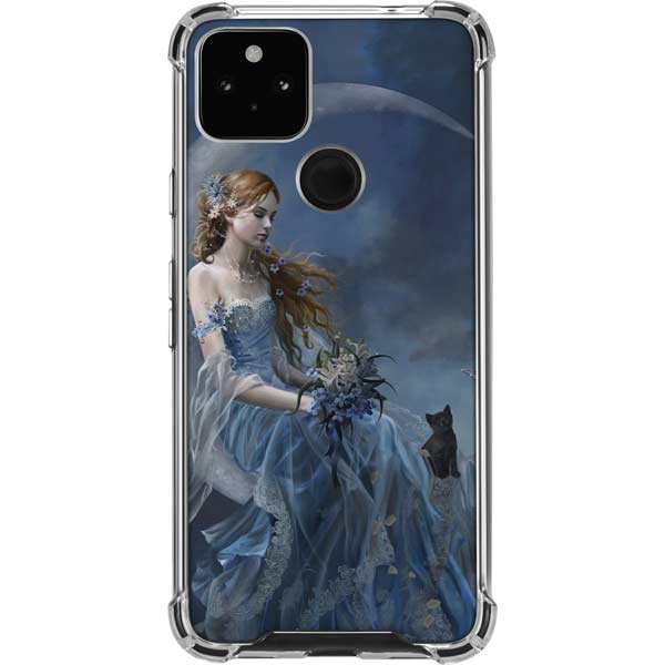 Fairy with Black Cat Sitting on Moon by Nene Thomas Pixel Cases