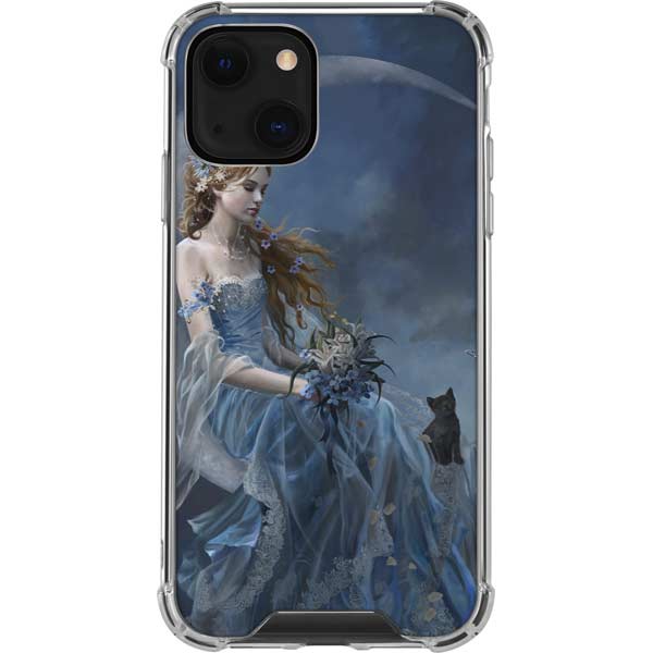 Fairy with Black Cat Sitting on Moon by Nene Thomas iPhone Cases