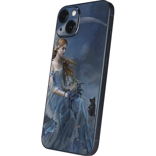 Fairy with Black Cat Sitting on Moon by Nene Thomas iPhone Skins
