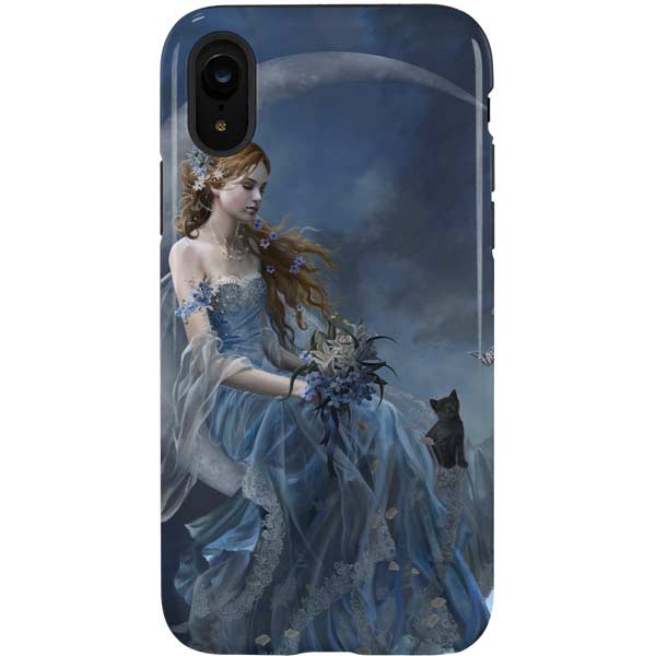 Fairy with Black Cat Sitting on Moon by Nene Thomas iPhone Cases