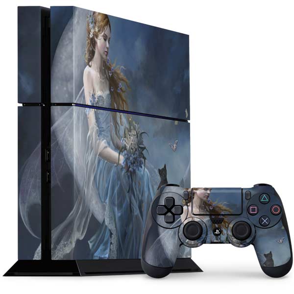 Fairy with Black Cat Sitting on Moon by Nene Thomas PlayStation PS4 Skins