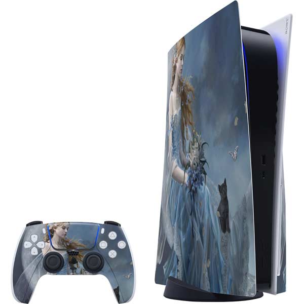 Fairy with Black Cat Sitting on Moon by Nene Thomas PlayStation PS5 Skins