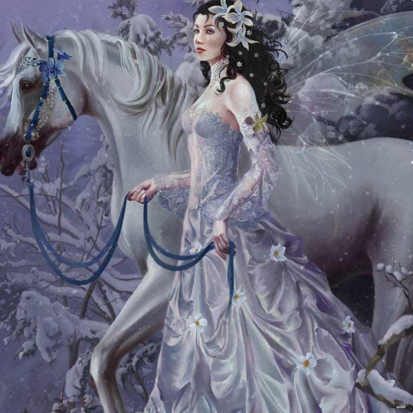 Fairy with Horse in Snow by Nene Thomas PlayStation PS4 Skins