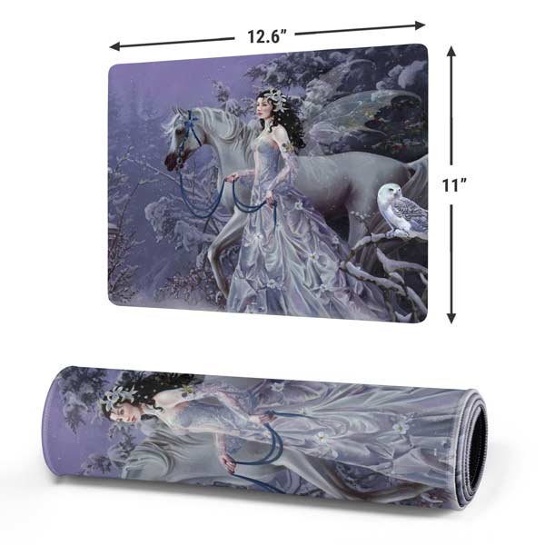Fairy with Horse in Snow by Nene Thomas Mousepad