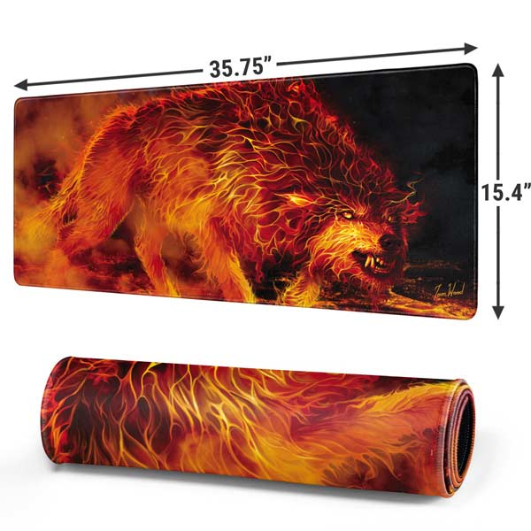 Fire Stalker Wolf by Tom Wood Mousepad