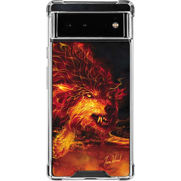 Fire Stalker Wolf by Tom Wood Pixel Cases