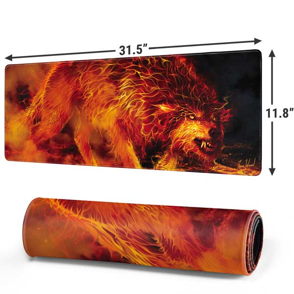 Fire Stalker Wolf by Tom Wood Mousepad