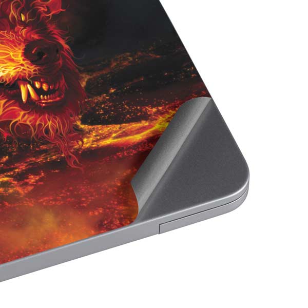 Fire Stalker Wolf by Tom Wood MacBook Skins
