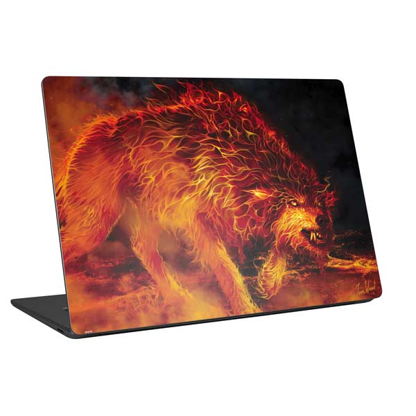 Fire Stalker Wolf Universal Laptop Skin by Tom Wood