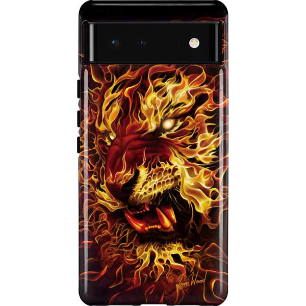 Fire Tiger by Tom Wood Pixel Cases