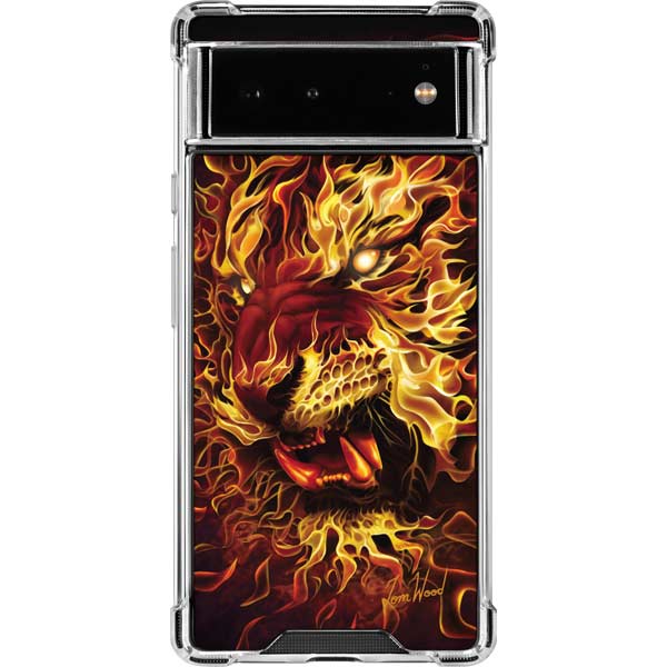 Fire Tiger by Tom Wood Pixel Cases