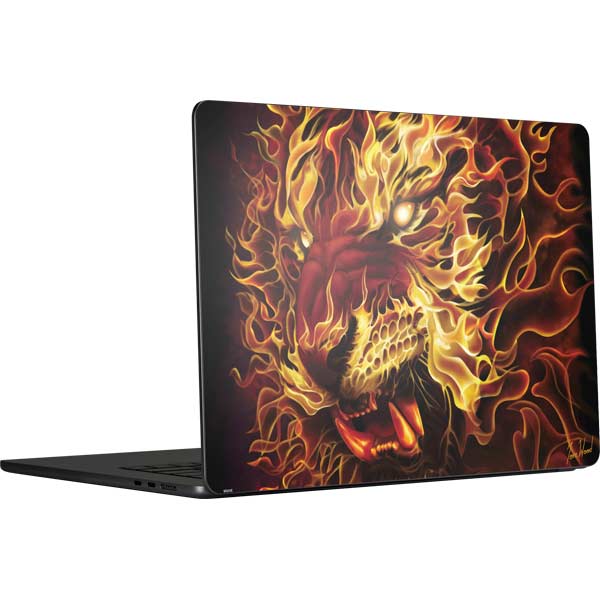 Fire Tiger by Tom Wood MacBook Skins