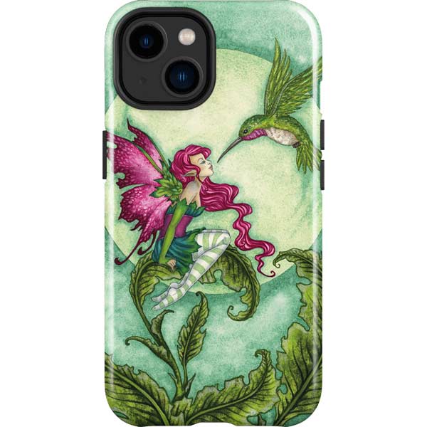 Flirting Fairy and Hummingbird by Amy Brown iPhone Cases