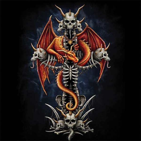 Gothic Dragon & Skull Cross by Sarah Richter Laptop Skins